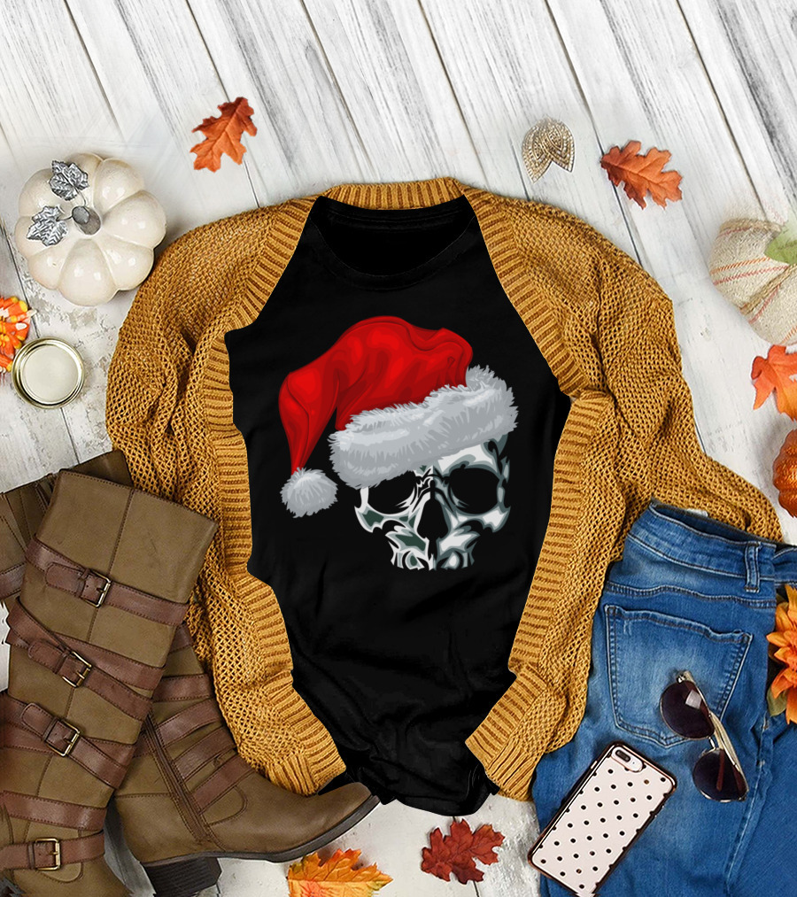 Santa Skull Christmas Hat T-Shirt