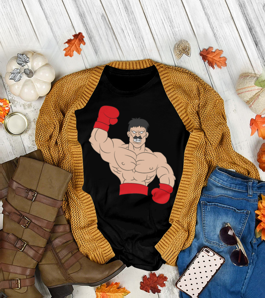 Boxer With Red Gloves Flexing Muscles T-Shirt