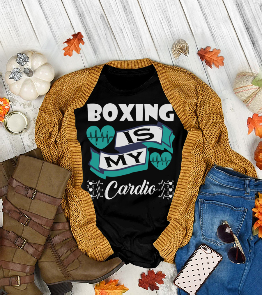 Boxing Is My Cardio Heartbeat Fitness Motivation T-Shirt