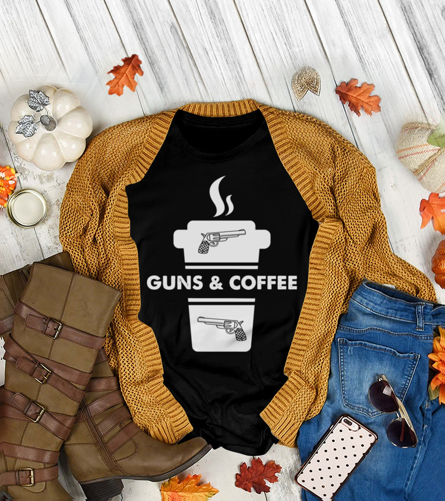 Guns and Coffee Revolver Cup T-Shirt