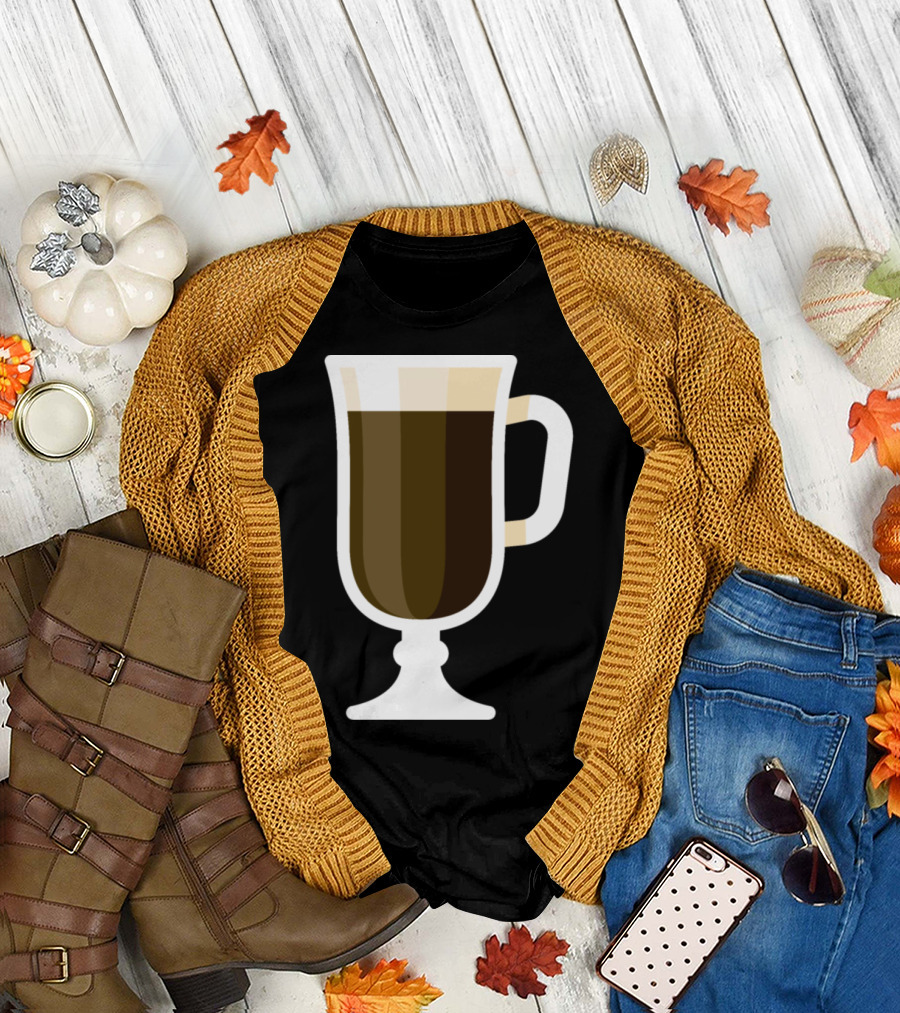 Irish Coffee Mug Icon Glass Mug Coffee Drink Emoji T-Shirt