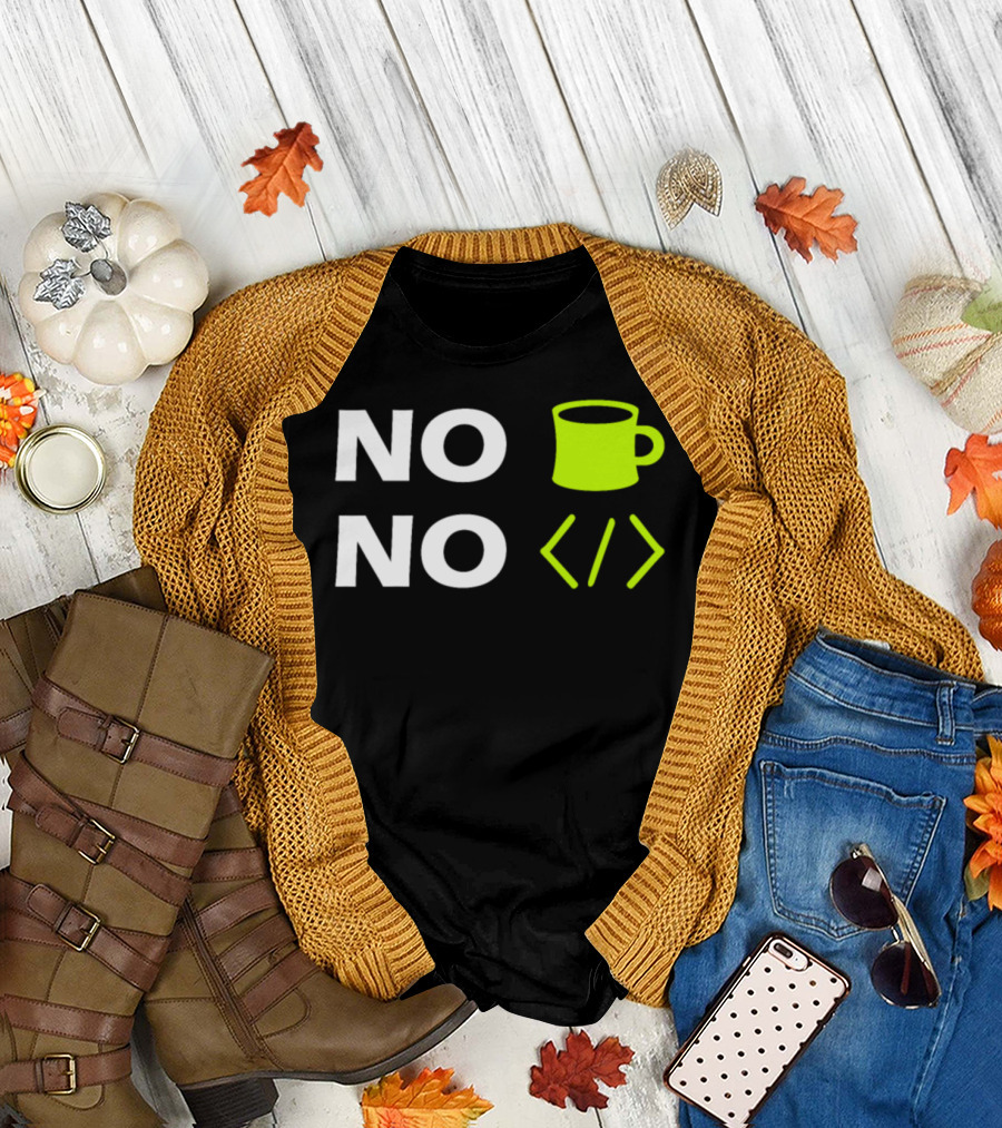 NO Coffee NO Code Mug and Coding Brackets T-Shirt