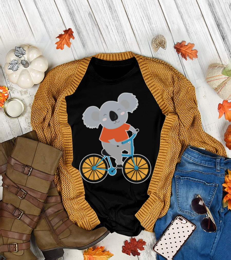 Koala Riding Bicycle With Orange T-Shirt