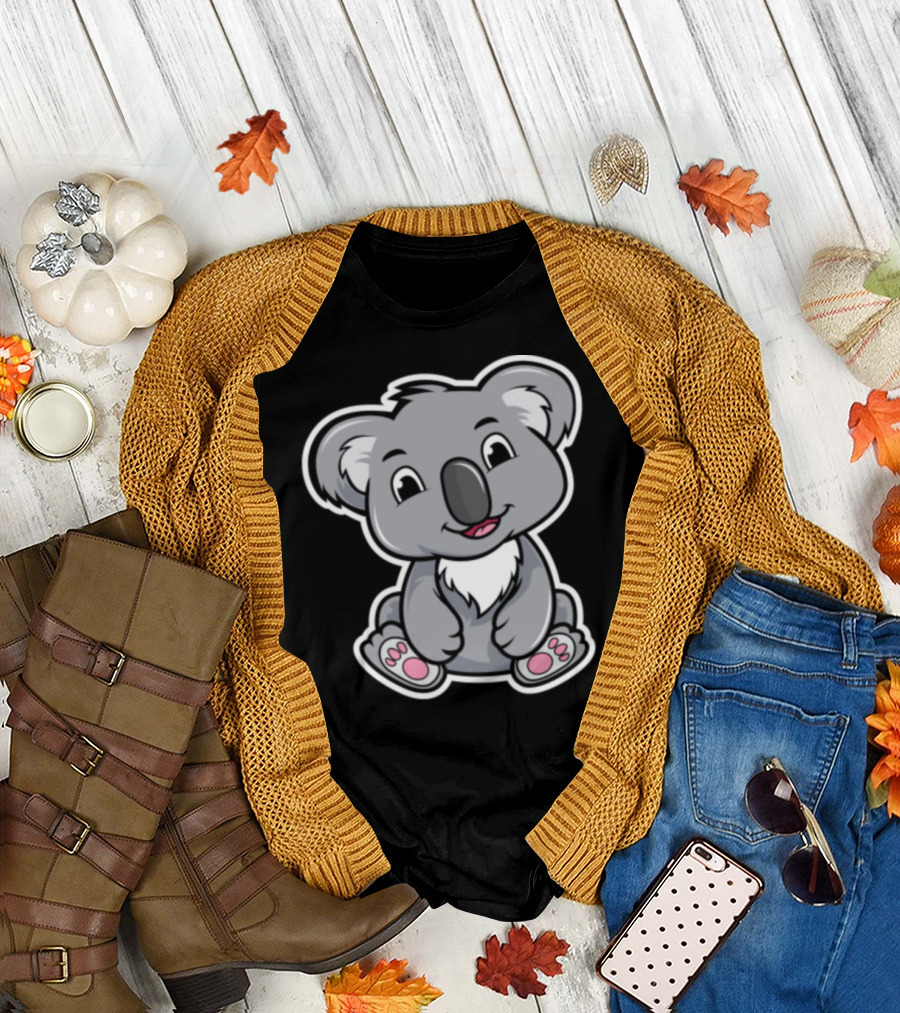 Cartoon Koala with Cute Smiling Face and Paws T-Shirt