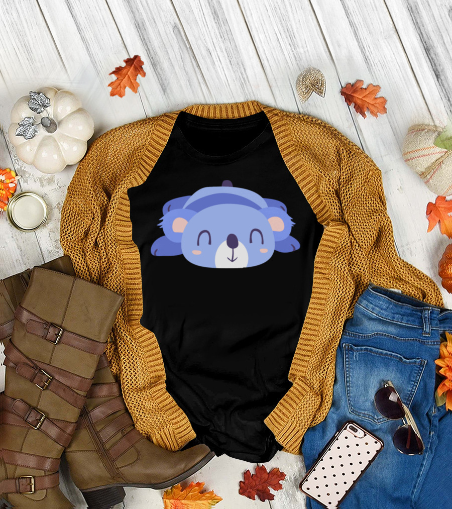 Childish Koala Baby Cute Cartoon Blue Sleeping Koala T-Shirt
