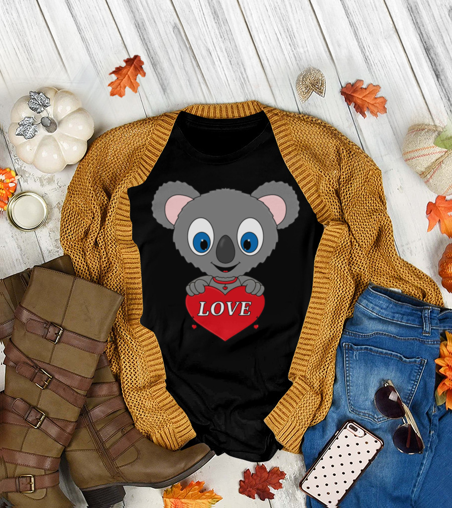 Koala Bear Holding Heart Love T-Shirt