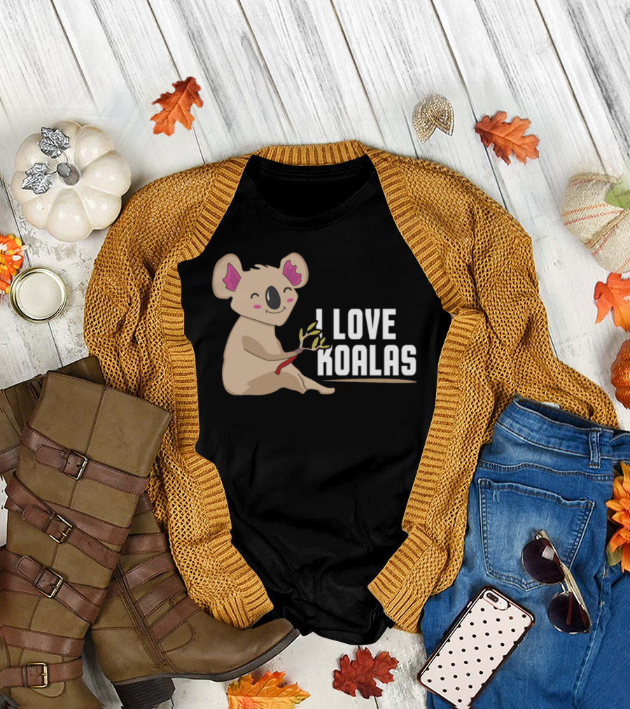 I Love Koalas Animal Love Koala Bear Cute Smiling Koala T-Shirt