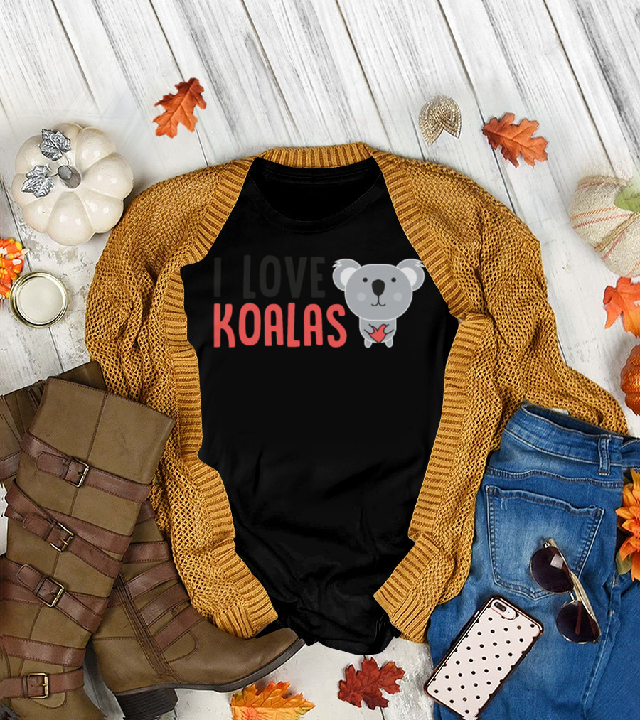 I Love Koalas Koala Holding Heart Candid Awe T-Shirt
