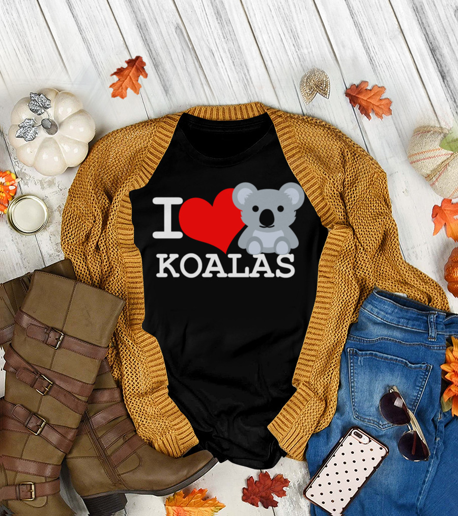 I Love Koalas Heart Symbol with Cute Cartoon Koala T-Shirt