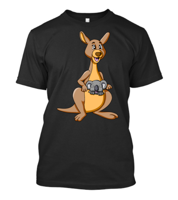 Kangaroo With Koala Cartoon Pouch Companions T-Shirt
