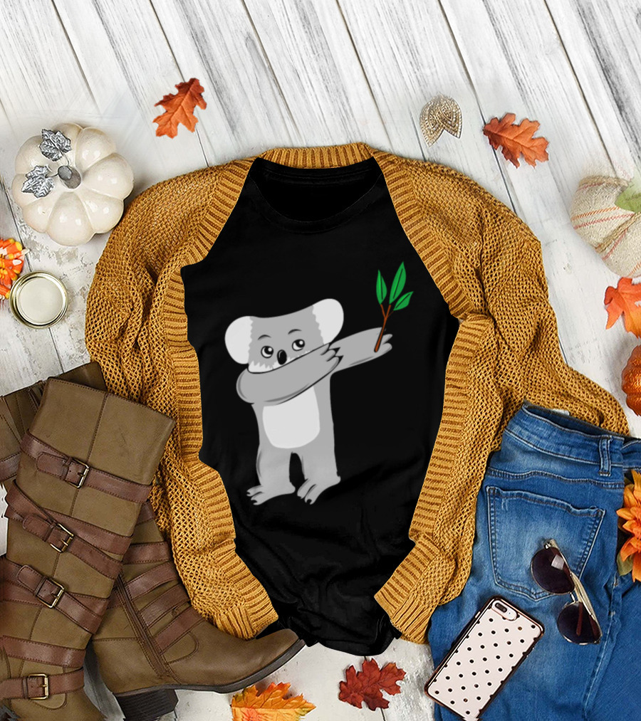 Koala Bear Dab with Eucalyptus Leaf T-Shirt
