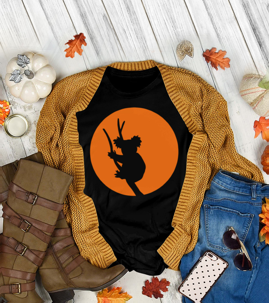 Koala Silhouette Against Orange Moon T-Shirt