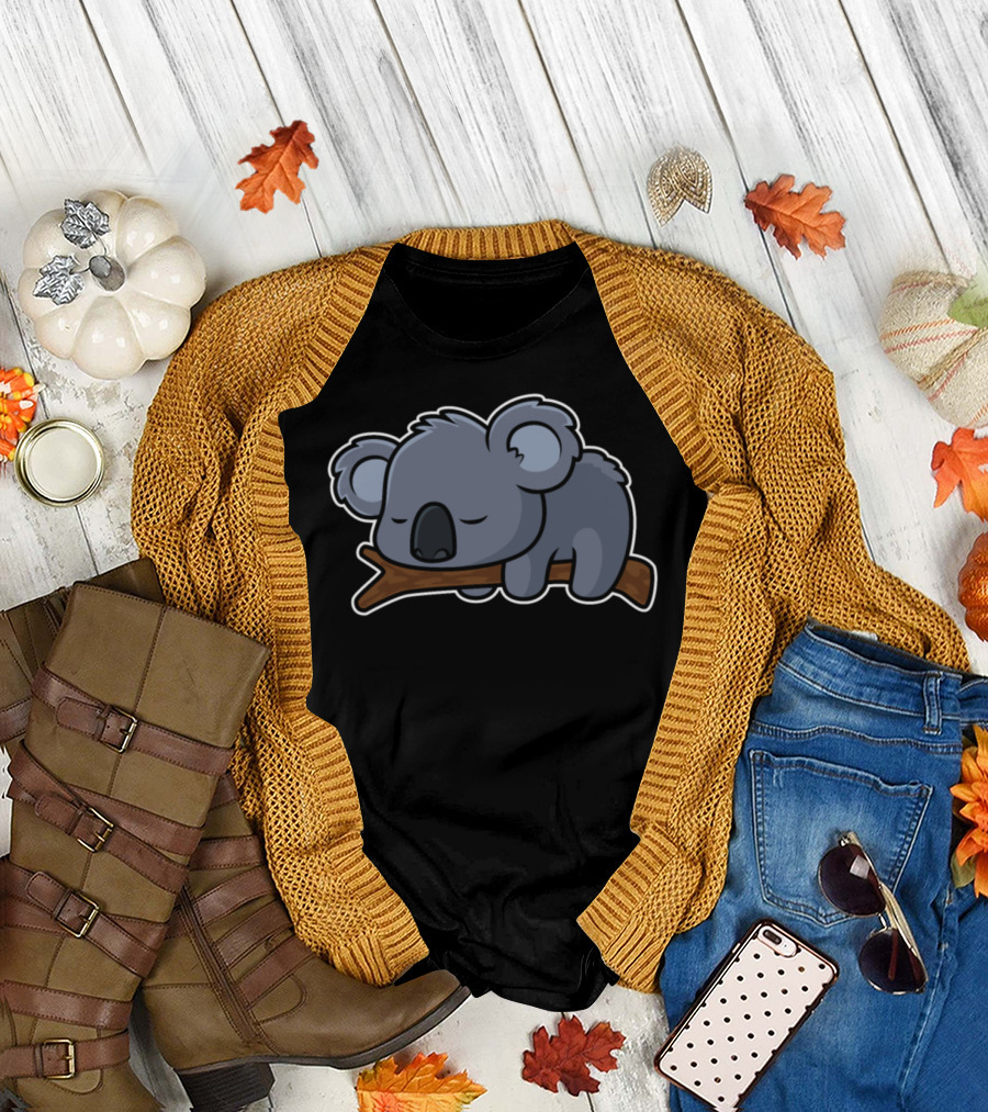 Sleeping Koalas Peaceful Cartoon Koala on Branch T-Shirt