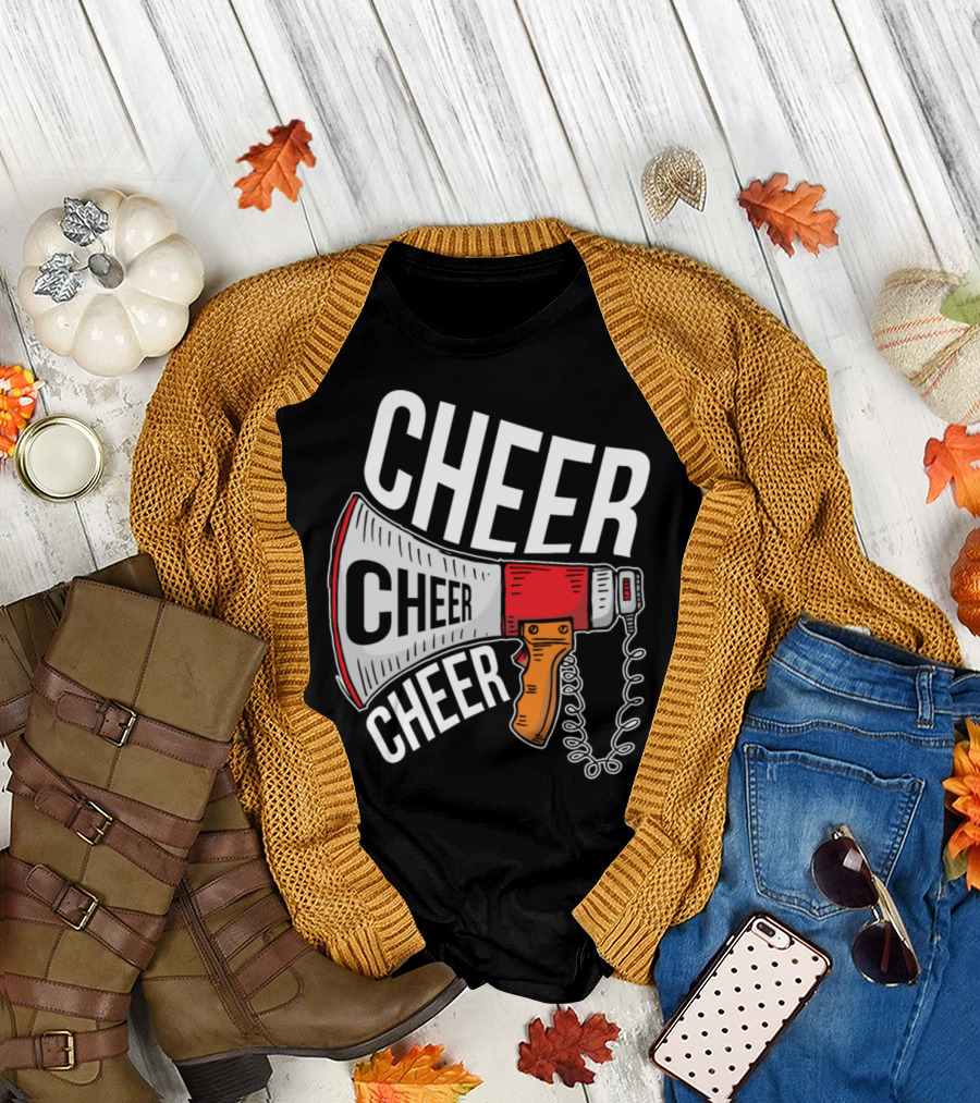 Cool Cheerleading Cheer Cheer Cheer Megaphone T-Shirt
