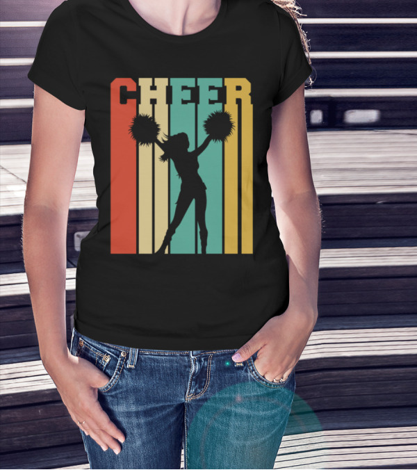 Cheerleader Retro Silhouette With Pom Poms T-Shirt