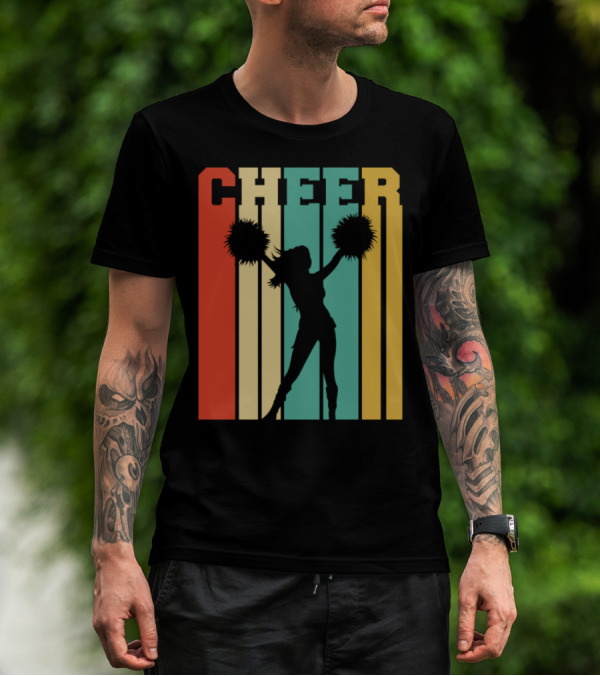 Cheerleader Retro Silhouette With Pom Poms T-Shirt