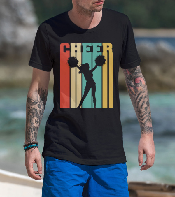 Cheerleader Retro Silhouette With Pom Poms T-Shirt