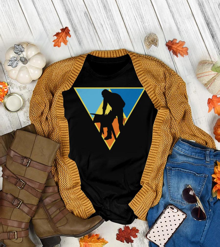 Vintage Carpenter Silhouette in Retro Triangle T-Shirt