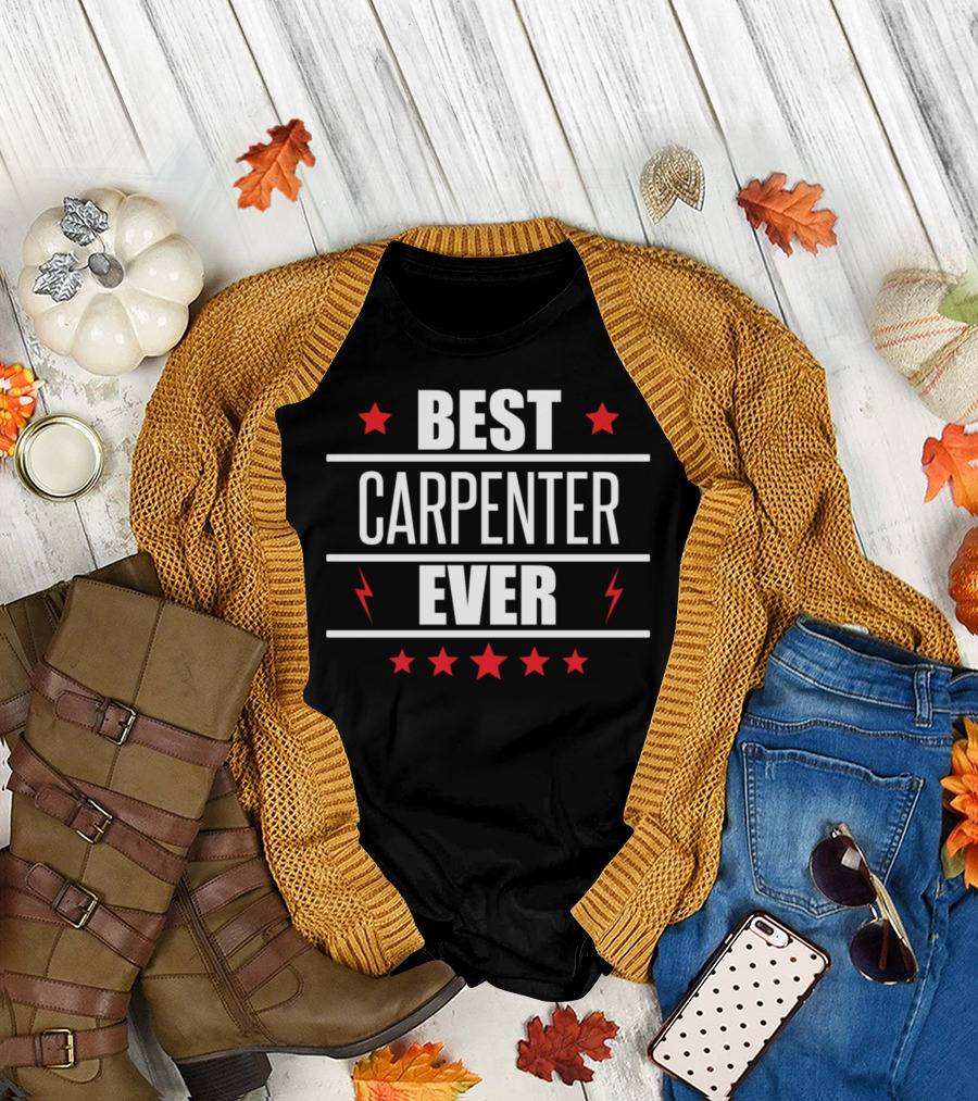 BEST CARPENTER EVER Stars and Lightning Bolts T-Shirt