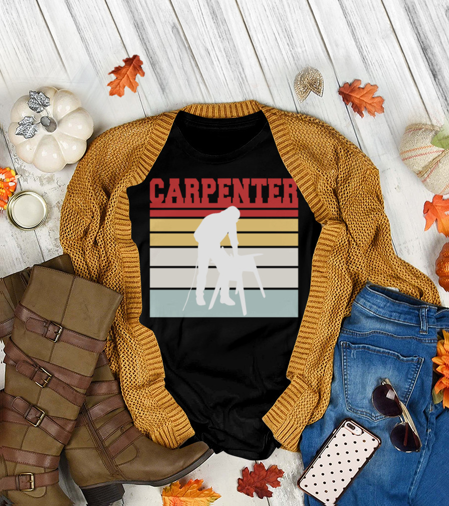 Carpenter Silhouette Retro Stripes T-Shirt