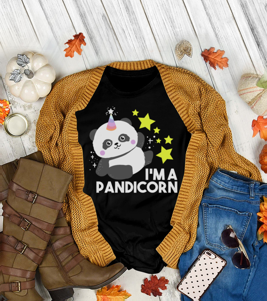 I'm A Pandacorn Unicorn Panda Bear Stars T-Shirt