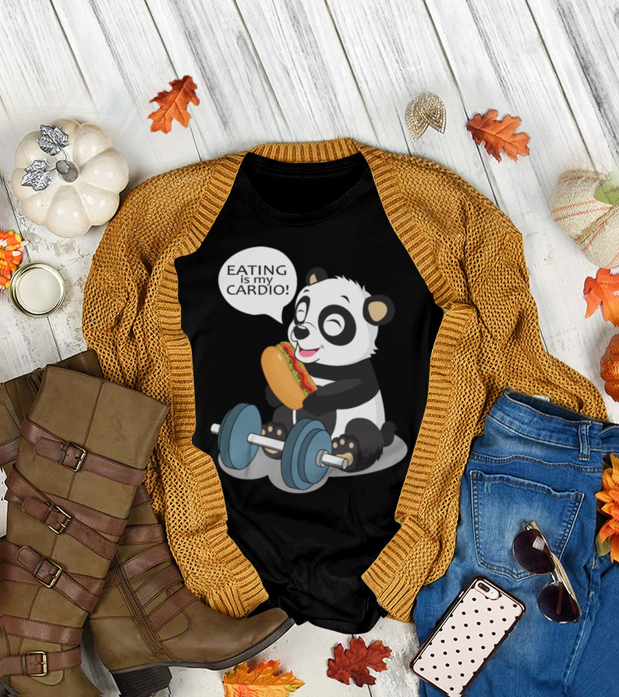 Eating is My Cardio Lazy Fitness Panda Bear T-Shirt