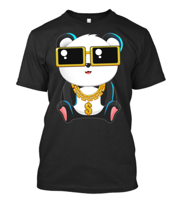 Gangsta Panda Bear Chibi Anime With Gold Chain And Shades T-Shirt
