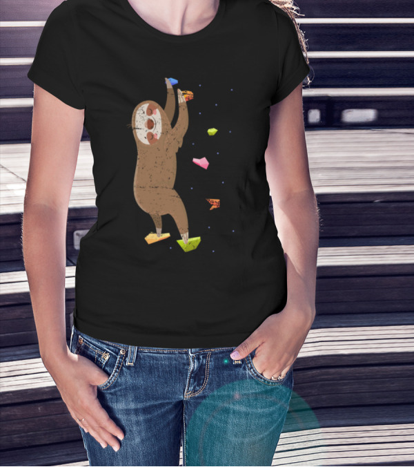Climbing Sloth With Colorful Bouldering Holds T-Shirt
