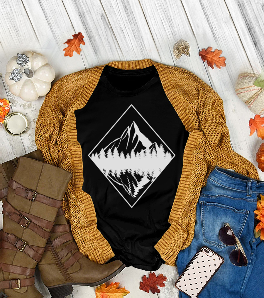 Mountain Bushcraft Wilderness Adventure Forest Reflection T-Shirt