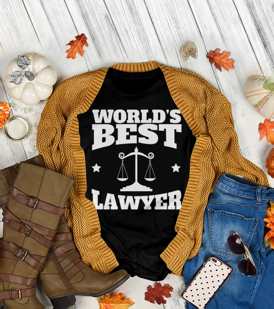 World's Best Lawyer Legal Scales Symbol Stars T-Shirt