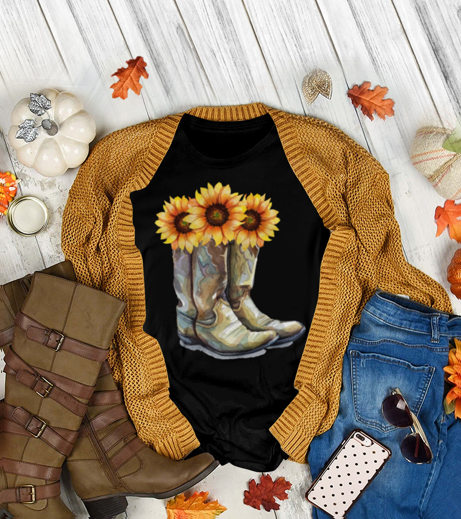Cowboy Boots Filled with Sunflowers T-Shirt