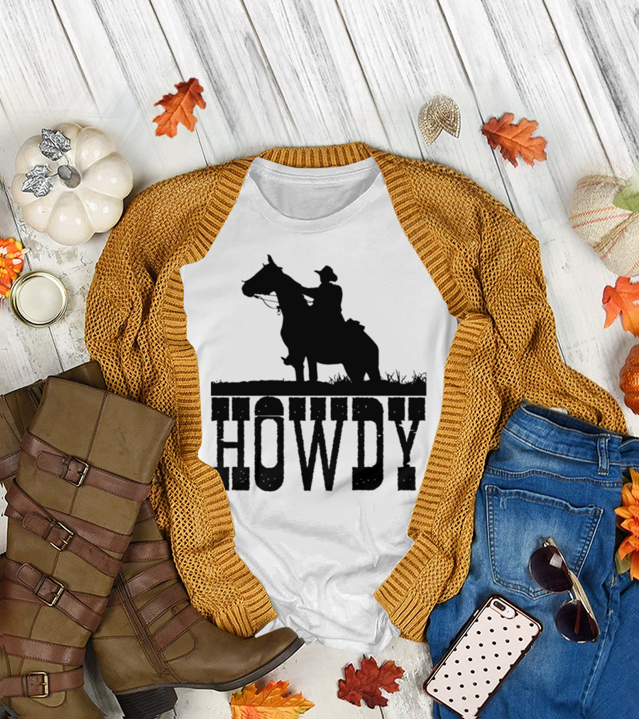 Howdy Cowboy Horse Rider Western Cool America T-Shirt