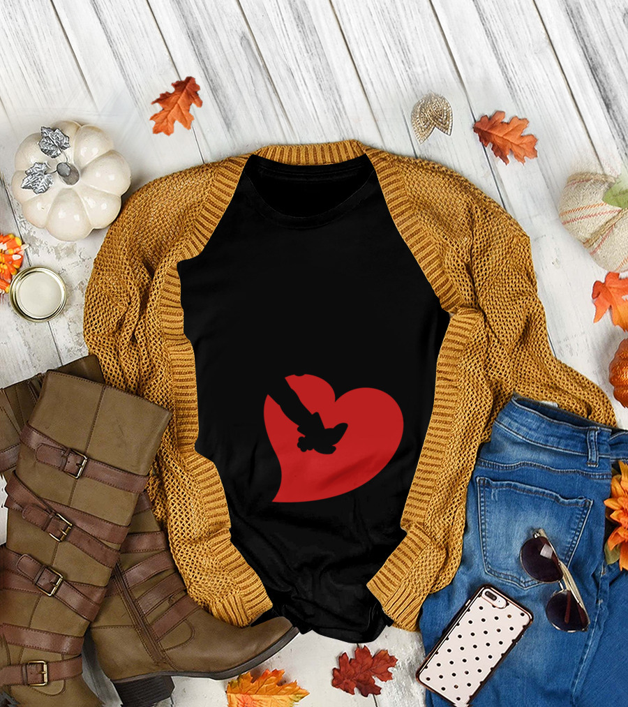 Cowboy Silhouette Jumping Over Red Heart T-Shirt