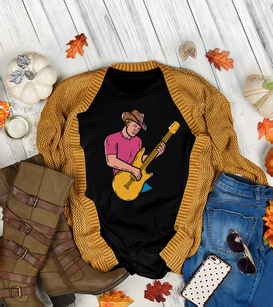Cowboy Rocker Acoustic Guitar Player T-Shirt
