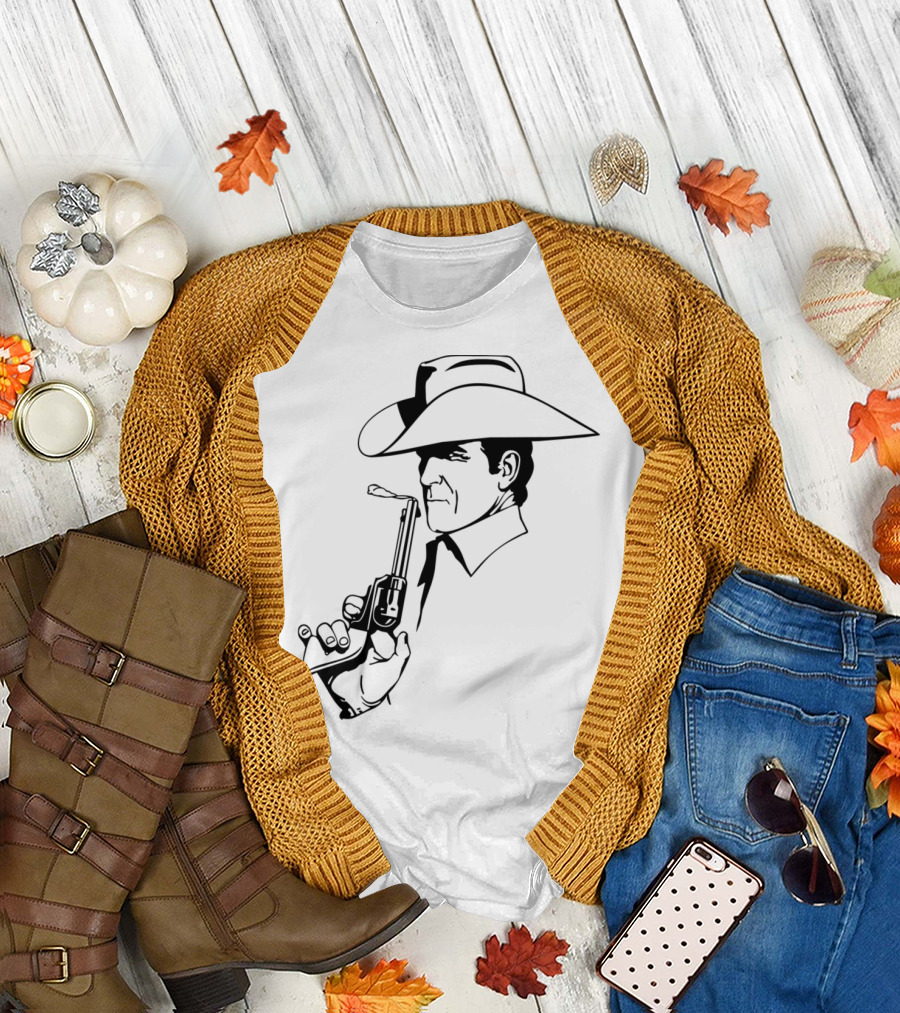 Cowboy Smoking Gun With Hat Iconic Western T-Shirt