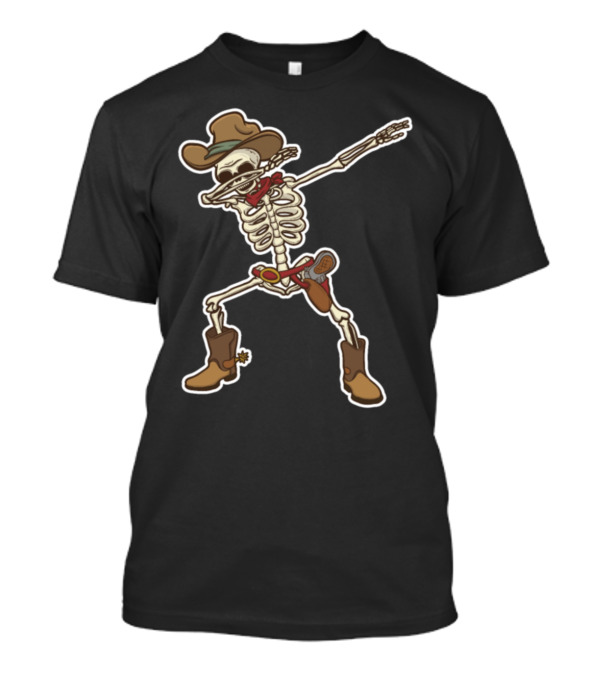 Dabbing Skeleton Cowboy Hat Western Dance T-Shirt