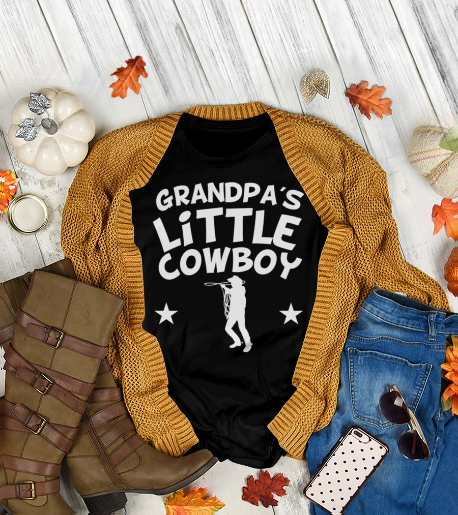 Grandpa's Little Cowboy Lasso Stars T-Shirt