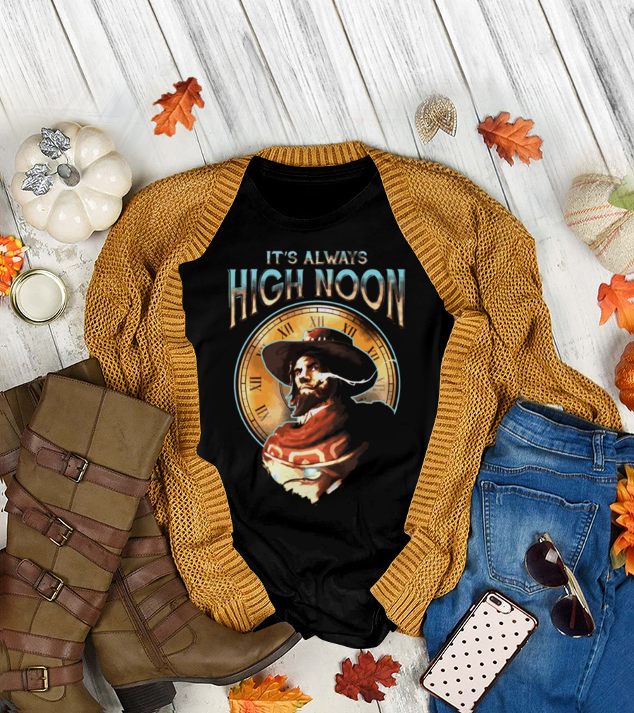 It's Always High Noon Cowboy with Clock and Hat T-Shirt