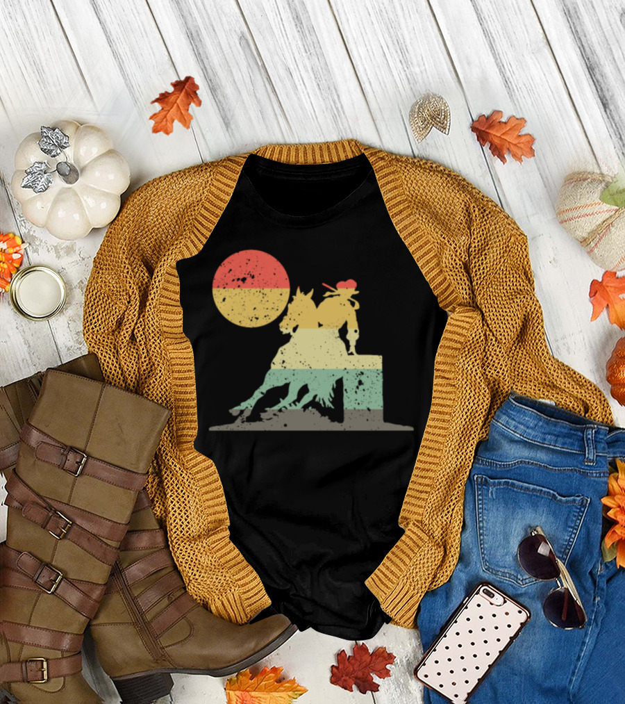 Retro Barrel Race Horse Rider Silhouette with Sun T-Shirt