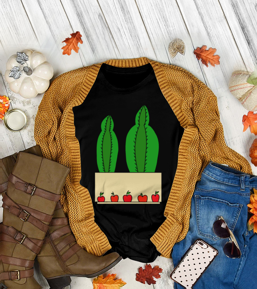 2 Cacti in an Apple Decorated Pot T-Shirt