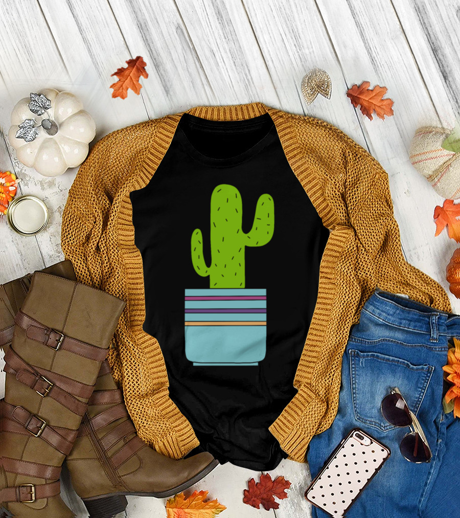 A Desert Cactus in a Striped Pot T-Shirt