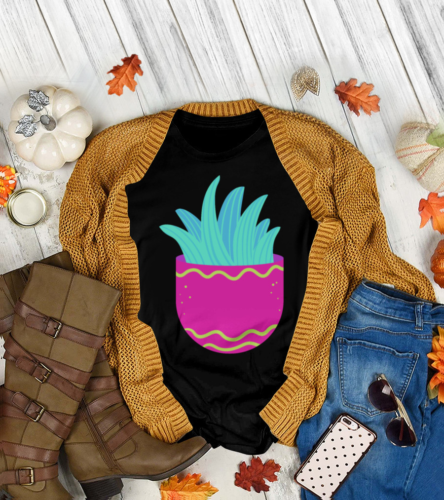 Aloe Vera In Bright Pink Decorative Pot T-Shirt