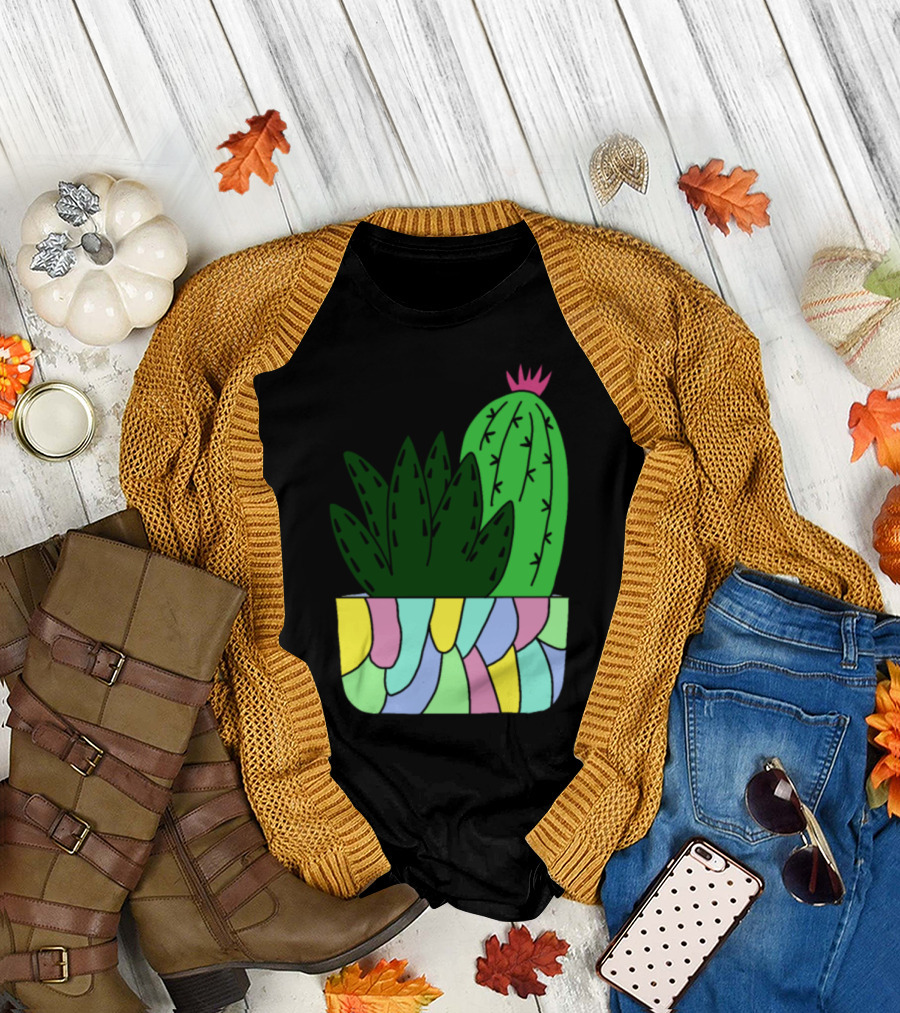 Best Cactus Succulent Friends in Colorful Pot T-Shirt