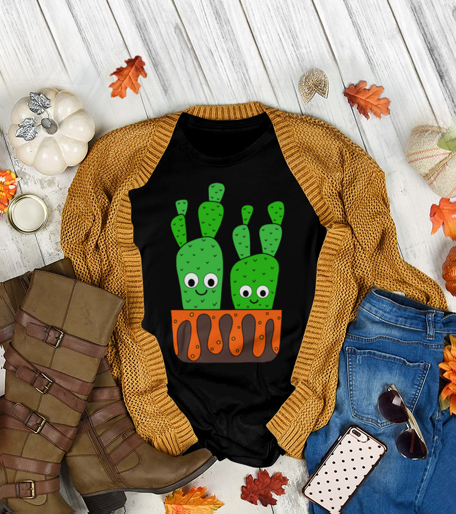 Cacti With Smiles In Lava Plant Box T-Shirt