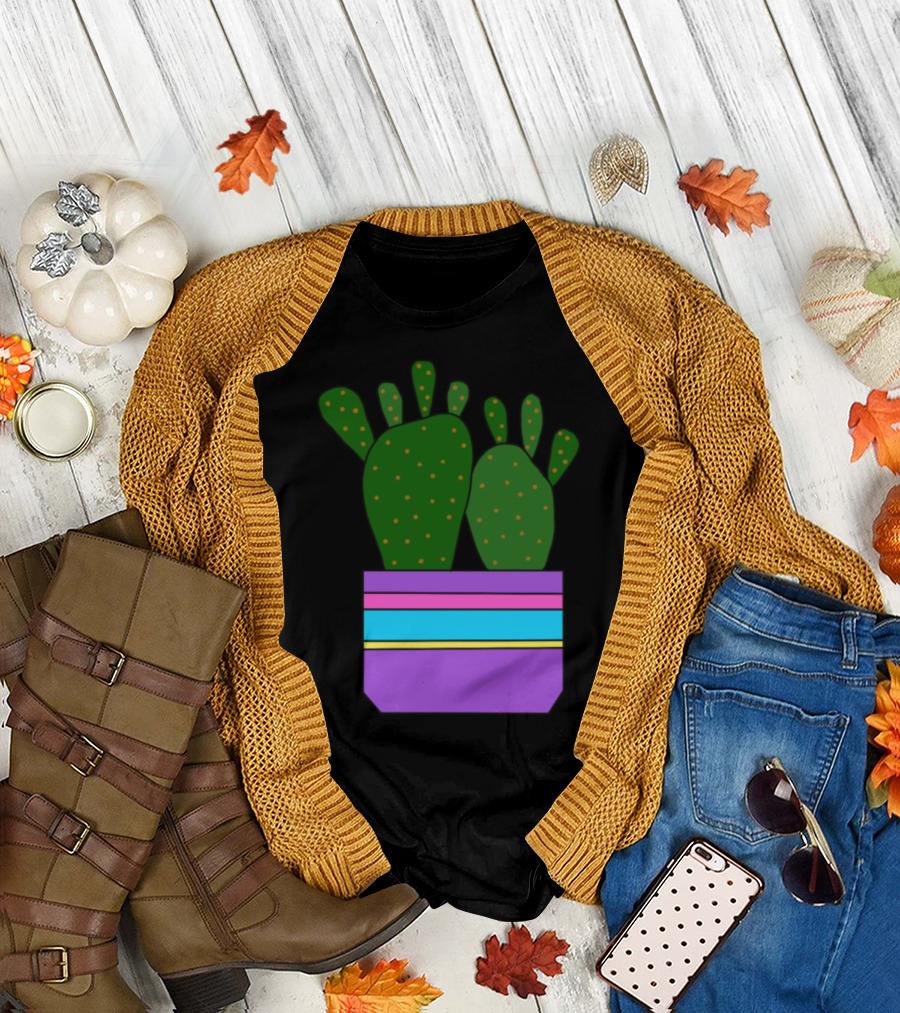 Cacti With Toes in a Striped Purple and Blue Pot T-Shirt