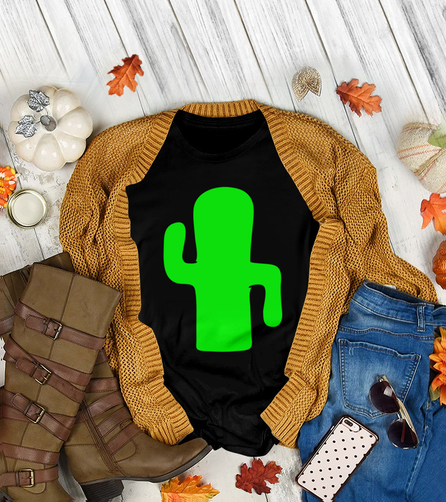 Cactus Dancing Cute Sweet Small Spiky Green Black T-Shirt