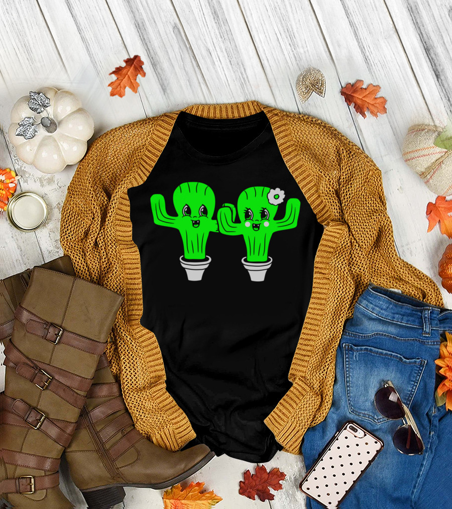 Couple Love Cactus Woman Man Female Male Girl Boy T-Shirt