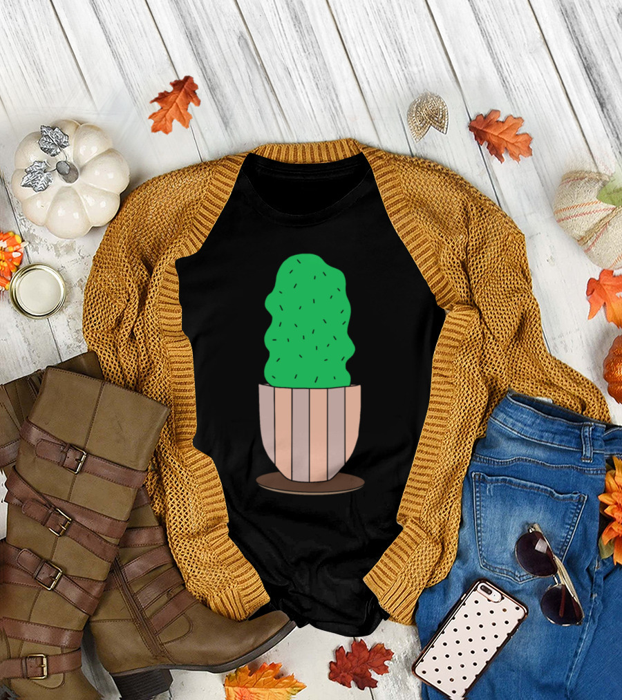 Curvy Cactus In A Natural Pot T-Shirt