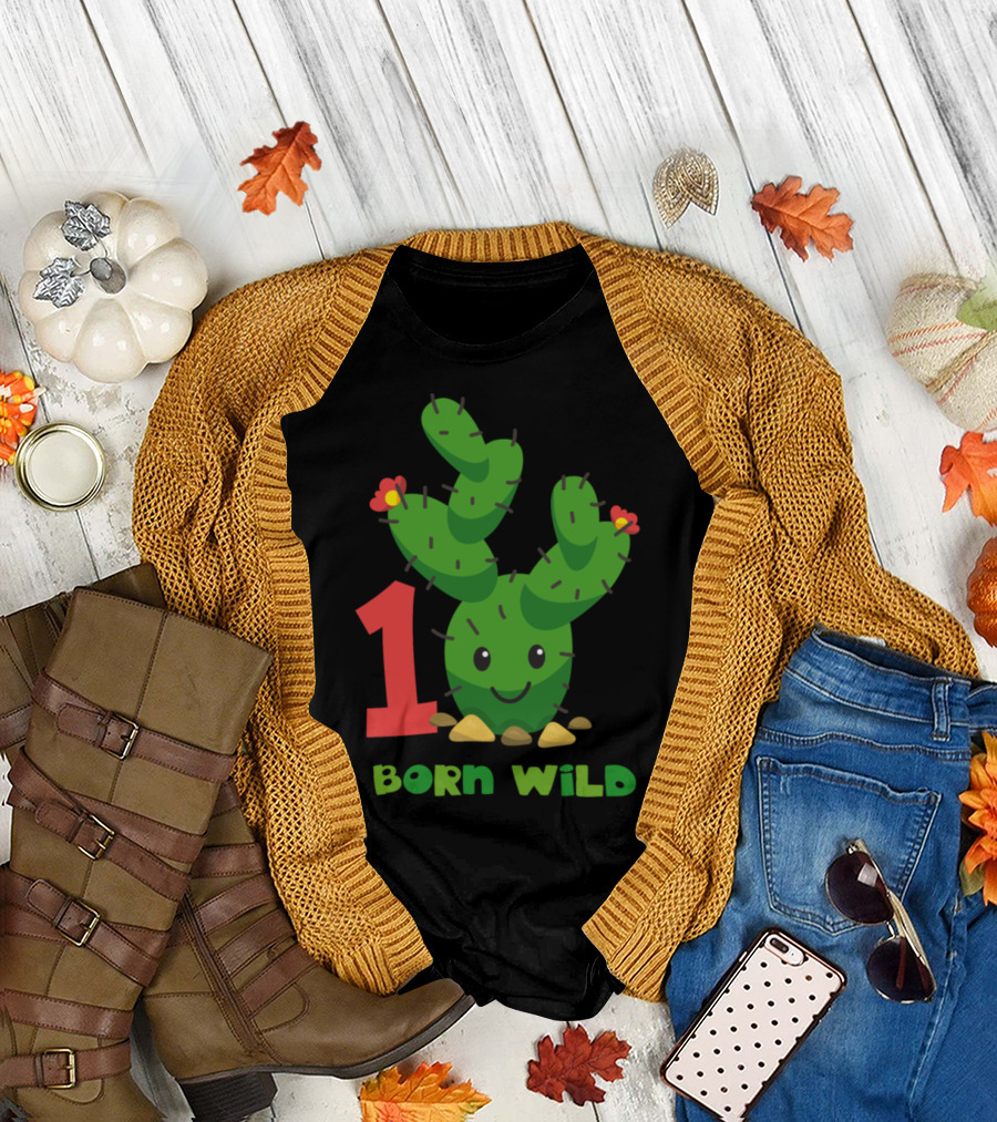 Born Wild Cute Cactus 1st Birthday 1 T-Shirt