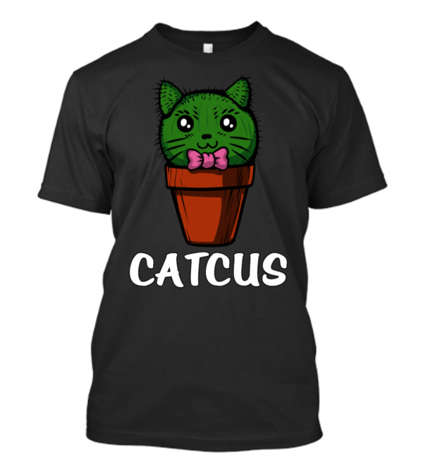 Catcus Cute Cactus Cat With Pink Bow In Flowerpot T-Shirt